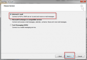 Outlook 2010 Choose Service