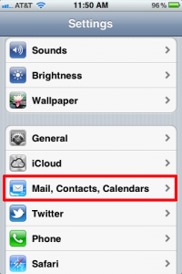 iPhone Mail, Contact, Calendars