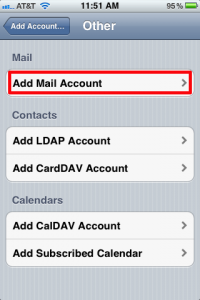 iPhone Add Mail Account